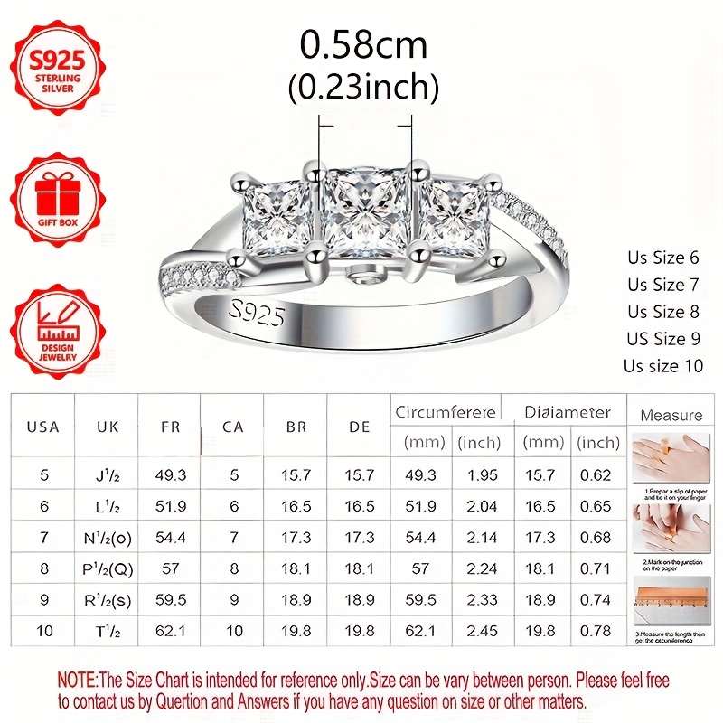 Light Style Princess Cut Zirconia Statement Ring in 925 Silver